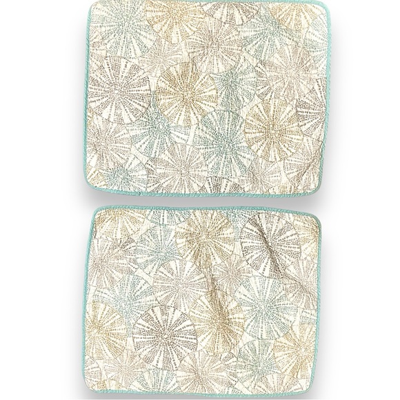 Pillow Shams Queen Set of 2 Tie closure Nicole Miller Aqua/Taupe/Grey Print - Picture 2 of 11